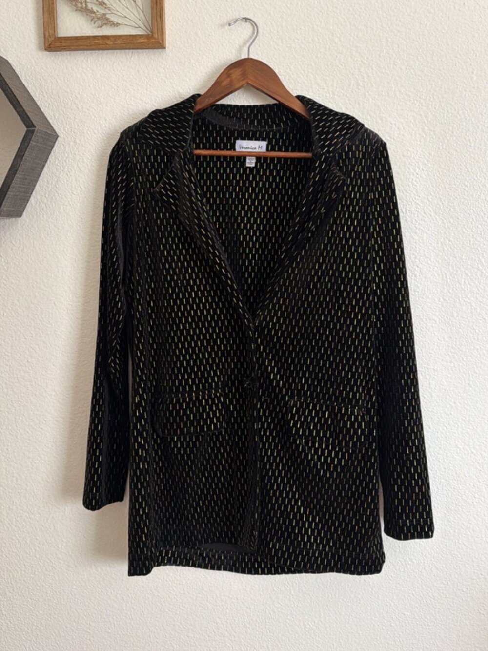 Veronica M Velvet Black and Gold Blazer